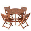 Homall 5-Piece Foldable Solid Wood Dining Table and Chair Set, Round Solid Wood Dining Cart and Chairs with Umbrella Hole