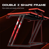 Homall Gaming Desk PC Computer Table Racing Style Home Office Desk Z Shaped Carbon Fiber Desktop Gamer Workstation with Monitor Stand Cup Holder and Headphone Hook