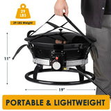 Homall 19-Inch Portable Propane Fire Pit for Outside, Smokeless Gas Fire Bowl with Auto-Ignition, Diameter Lid & Carry Kit, for Patio,, Black