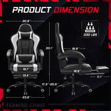 Homall RGB Gaming Chair with Massage and LED Lights Ergonomic Computer Chair with Footrest E-sports Chair with Adjustable Lumbar Support Reclining Video Game Chair