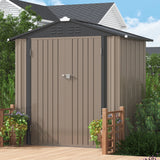 LACOO 4' x 6' Outdoor Storage Metal Shed for Tool Storage, Outdoor House for Backyard & Garden,Brown