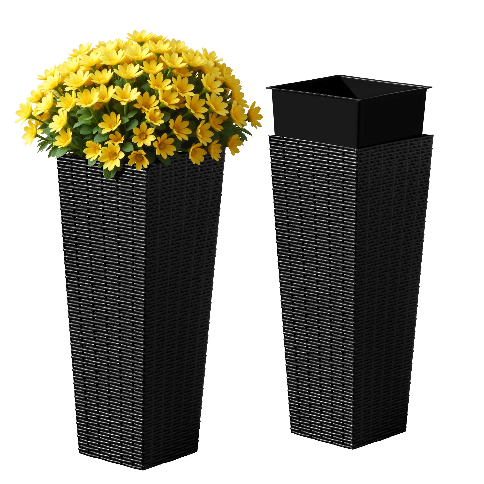24 planter pots Homall 2-Pack 24" Tall Outdoor Plastic Planters with Inside Pots, Ratt – homalldirect