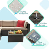 Homall Patio Sectional Set PE Rattan Outdoor All-Weather Wicker Conversation Set with Table, Beige