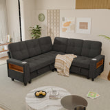 Homall Modular Sectional Sofa with Storage, Cup Holders, USB & Type-C Charging Ports, LED Light, Fabric Couch for Living Room