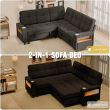 Homall Modular Sectional Sofa with Storage, Cup Holders, USB & Type-C Charging Ports, LED Light, Fabric Couch for Living Room
