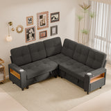 Homall Modular Sectional Sofa with Storage, Cup Holders, USB & Type-C Charging Ports, LED Light, Fabric Couch for Living Room