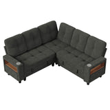 Homall Modular Sectional Sofa with Storage, Cup Holders, USB & Type-C Charging Ports, LED Light, Fabric Couch for Living Room