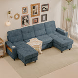 Homall Modular Sectional Sofa with Storage, Cup Holders, USB & Type-C Charging Ports, LED Light, Fabric Couch for Living Room