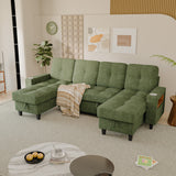 Homall Modular Sectional Sofa with Storage, Cup Holders, USB & Type-C Charging Ports, LED Light, Fabric Couch for Living Room