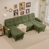 Homall Modular Sectional Sofa with Storage, Cup Holders, USB & Type-C Charging Ports, LED Light, Fabric Couch for Living Room