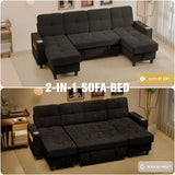 Homall Modular Sectional Sofa with Storage, Cup Holders, USB & Type-C Charging Ports, LED Light, Fabric Couch for Living Room