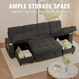 Homall Modular Sectional Sofa with Storage, Cup Holders, USB & Type-C Charging Ports, LED Light, Fabric Couch for Living Room