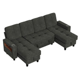 Homall Modular Sectional Sofa with Storage, Cup Holders, USB & Type-C Charging Ports, LED Light, Fabric Couch for Living Room