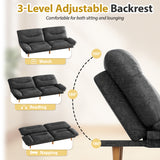 Homall Futon Sofa Bed with Adjustable Backrest & Five Angles Adjustable Armrests Sofa Couch for Small Spaces Living Room Office,PU Black