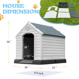 Homall Dog Kennel Plastic Dog House Indoor Outdoor for Large Dogs, 30 inch All Weather Doghouse Puppy Shelter with Air Vents, Elevated Floor Ventilate