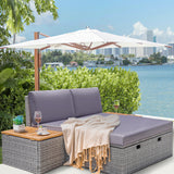Homall Outdoor Daybed Patio Furniture Set Rattan Storage Daybed with Cushion and Side Table