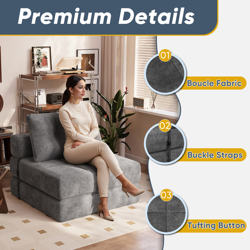 Homall Futon Sofa Bed Convertible Sleeper Chair Floor Couch with High Resilience Memory Foam Lazy Sofa for Living Room/Bedroom