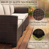 Homall Patio 3 Seater Outdoor Sofa Outdoor Couch with Waterproof Sofa Cover,High Back Rattan Deep Seat Sofa for Patio,Porch,Backyard