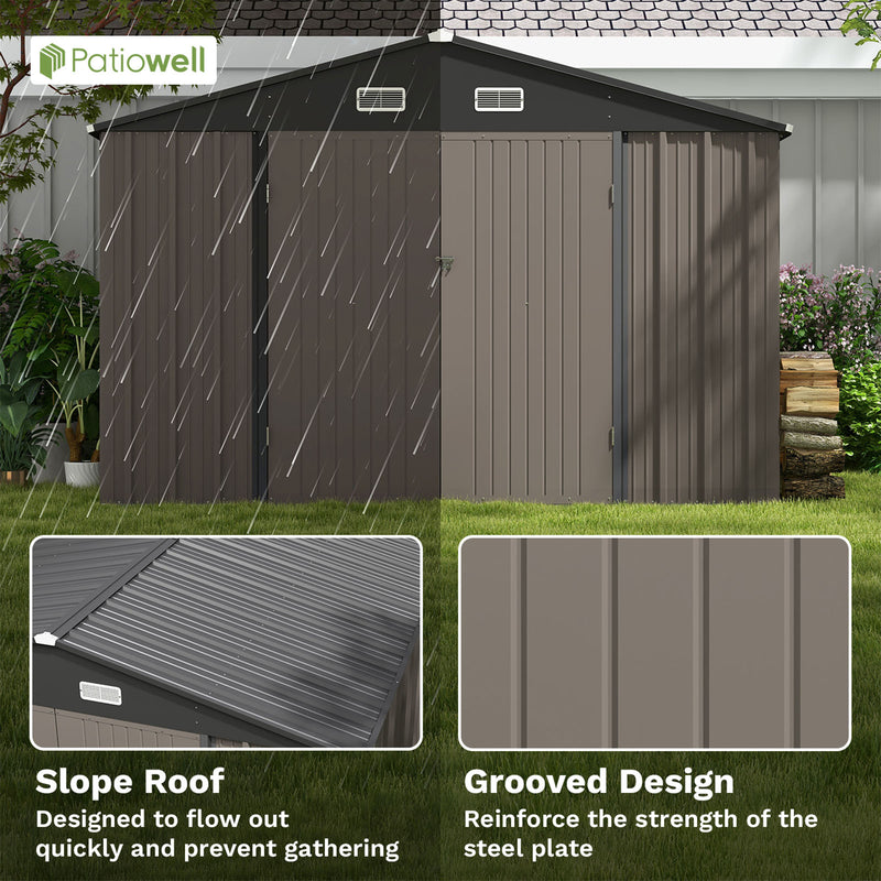 Patiowell 10' x 10' Metal Storage Shed for Outdoor, Steel Yard Shed with Design of Lockable Doors, Utility and Tool Storage for Garden, Backyard, Patio, Outside use.