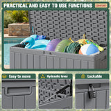 Homall 90 Gallon Outdoor Resin Deck Box, Waterproof and UV Resistant Storage Box for Garden Tools, Pool