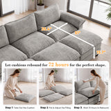 Homall 119" Modular Sectional Sofa with 3 Movable Ottomans, 3-Seat Configurable Cloud Couch for Living Room, Gray