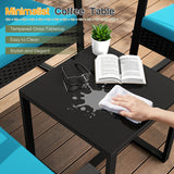Homall 3 Pieces Patio Bistro Chairs Set, Outdoor PE Rattan Chairs with Cushions and Coffee Table Conversation Set