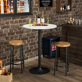 Homall Bistro Pub Table Round Bar Height Cocktail Table Metal Base MDF Top Obsidian Table with Black Leg 23.8-Inch Top, 39.5-Inch Height