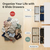 Homall 6 Drawer Double Dresser Equipped with an Anti-Toppling Device, Modern Wood Chest of Drawer for Living Room Bedroom