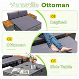 Homall Outdoor Daybed Patio Furniture Set Rattan Storage Daybed with Cushion and Side Table