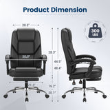 Vyrox Ergonomic Executive Office Chair with Massage Lumbar Support & Footrest, Reclining High Back Leather Office Chair with Padded Armrests, Adjustable Height Desk Chair