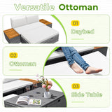 Homall Outdoor Daybed Patio Furniture Set Rattan Storage Daybed with Cushion and Side Table