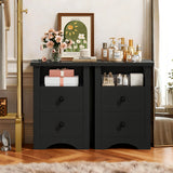 Homall NightStand Set of 2 with 2 Drawers & Open Storage Shelf, Farmhouse End Table Bedside Table for Bedroom Living Room