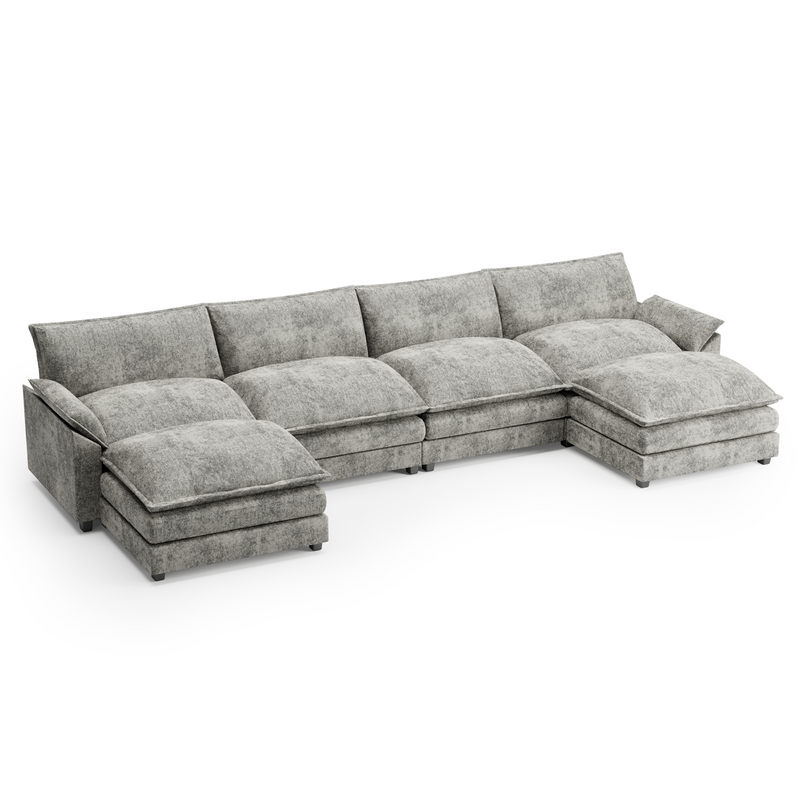 Homall U-Shape 4 Seat Sectional Sofa with chaise lounge Convertible Sofa Set for Living Room