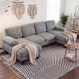 Homall 105" U-Shape 6 Seat Sectional Sofa with Chaise, Chenille Fabric Modular Couch for Living Room, Apartment