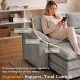 Homall 119" Modular Sectional Sofa with 3 Movable Ottomans, 3-Seat Configurable Cloud Couch for Living Room, Gray