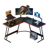 Homall L-Shaped Gaming Desk 51.2 Inches Corner Office Gaming Desk Removable Monitor Riser Desk with LED Strip & Power Outlets, Black