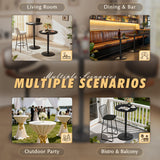 Homall 2 Pieces Bar Table Height Adjustable Bistro Pub Table Cocktail Round Table with Metal Base, White/Sliver