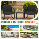 Homall 3 Pieces Patio Bistro Chairs Set, Outdoor PE Rattan Chairs with Cushions and Coffee Table Conversation Set