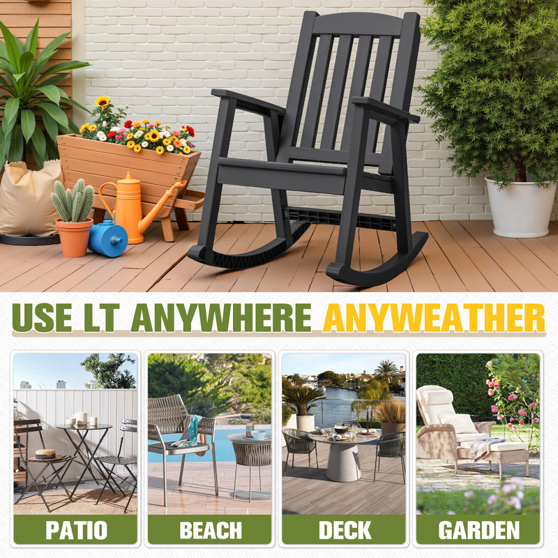 Homall Outdoor Rocking Chair Resin All-Weather Resistant High-Back Rocker for Patio, Garden