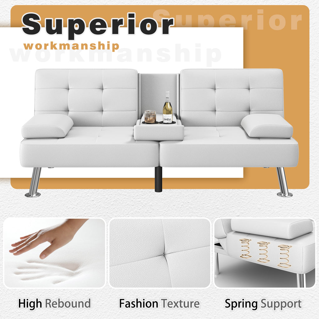 Homall Futon Sofa Bed Faux Leather Couch Modern Convertible Folding Re ...