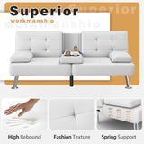 Homall Futon Sofa Bed Faux Leather Couch Modern Convertible Folding Recliner with 2 Cup Holders
