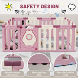 Homall 16-Panel Baby Playpen Kids Activity Centre Playard Center with Lock Door Rubber Bases
