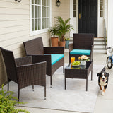 Homall 4 Pieces Patio Conversation Set Outdoor Furniture Rattan Chairs Wicker Seating with Cushion and Table Weather-resistant for Porch Garden Backyard