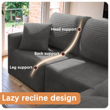 Homall V Shaped Corner Modern Sofa Sectional Cloud Couch with Deep Seat No Assembly Required Corduroy Fabric Couches for Living Room and Apartment