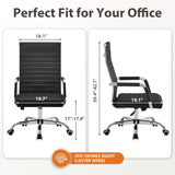 Vyrox Modern Office Chair, Mid-Back Faux Leather Swivel Reception & Conference Chair， Ergonomic Swivel Chair with Arms
