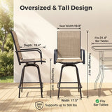 Homall 2-Piece Beige Bar Height Patio Stools – 360° Swivel Textilene Outdoor Chairs, Weather-Resistant Steel Frame for Balcony, Garden & Poolside
