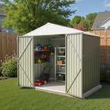 Homall 6' x 8' Mental Outdoor Storage Shed with Sloping Roof and Lockable Door, Outdoor Tool Storage Shed for Garden, Gray