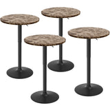 Homall 2 Pieces Bar Table Height Adjustable Bistro Pub Table Cocktail Round Table with Metal Base, White/Sliver