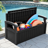 Homall 80 Gallon Plastic Storage Bench Made Of Durable Weatherproof Resin And Deck-Box Organized Storage Compartment For Outdoor Patios And Lawns