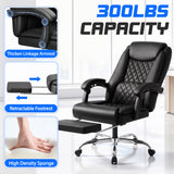 Vyrox Home Office Chair, High Back Executive Leather Desk Chair with Arms, Ergonomic Adjustable Swivel Computer Chair